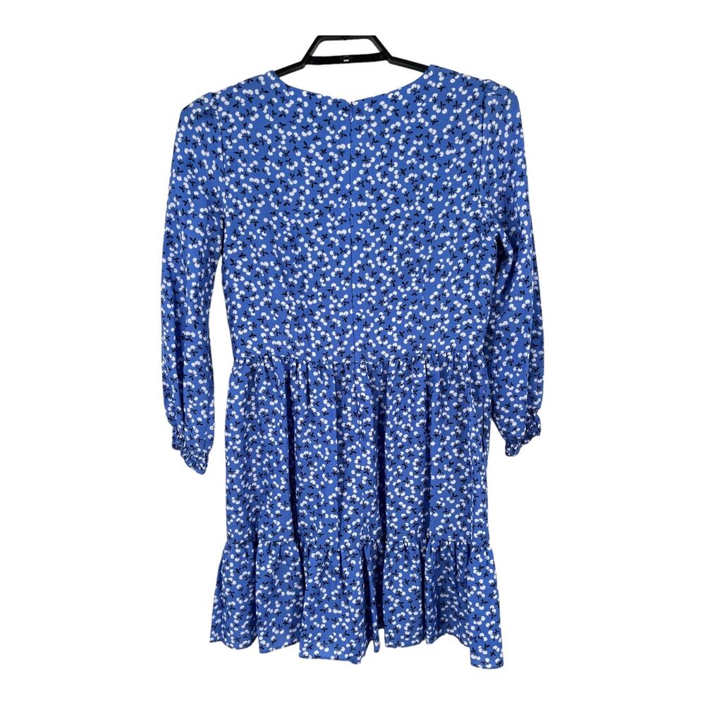 Eliza J Dress Floral Surplice neck long sleeve fit flare blue size 14 - Picture 8 of 11